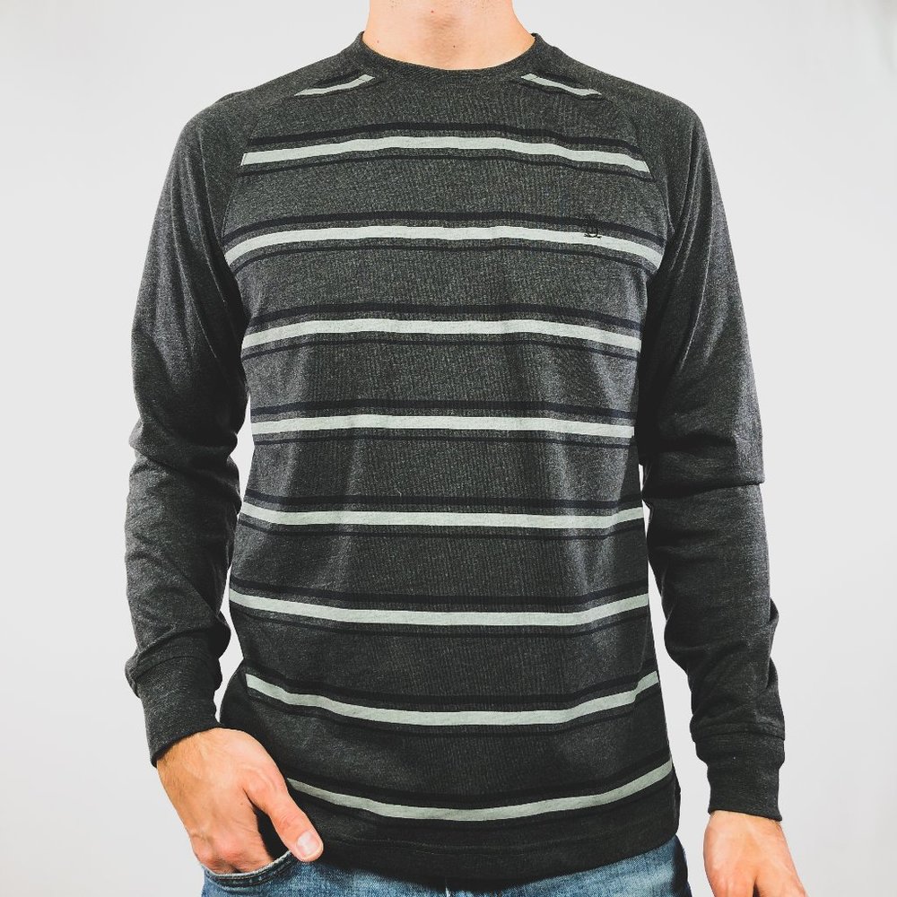 Original Penguin Grey Black Stripe Raglan Shirt S - Picture 2 of 8